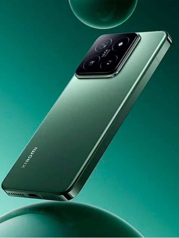 Primer plano del Xiaomi 14 en color negro con 512 GB de almacenamiento