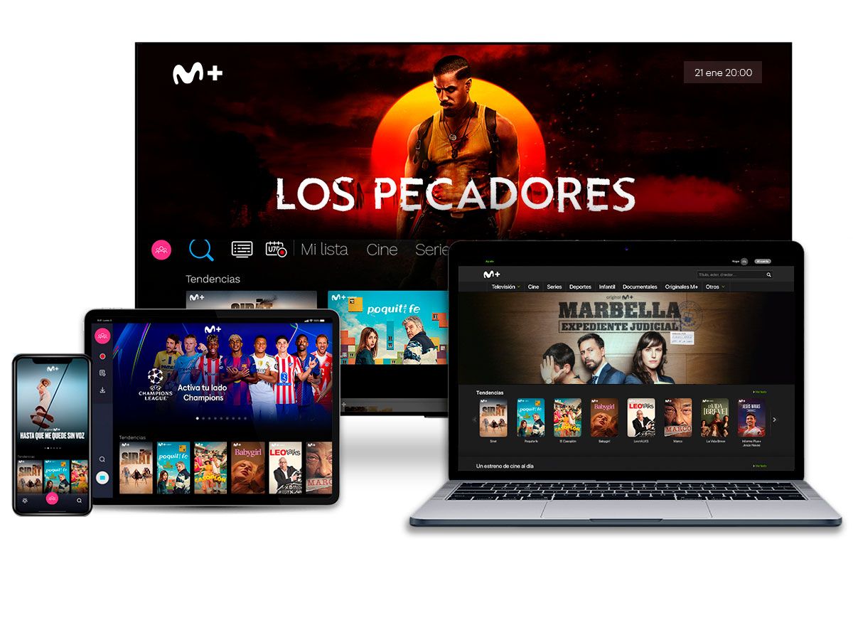 Contratar solo tv de pago de Movistar Movistar Plus+: cine, series, deportes, fútbol...
